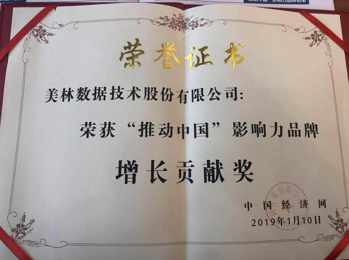 美林?jǐn)?shù)據(jù)榮獲“推動(dòng)中國(guó)”影響力品牌增長(zhǎng)貢獻(xiàn)獎(jiǎng)