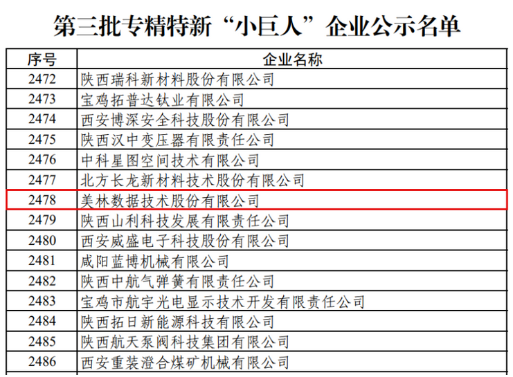 美林?jǐn)?shù)據(jù)喜提國(guó)家級(jí)專(zhuān)精特新“小巨人”企業(yè)稱(chēng)號(hào)