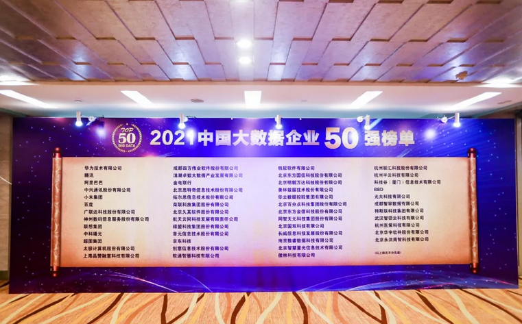 2021中國大數(shù)據(jù)企業(yè)50強(qiáng)榜單